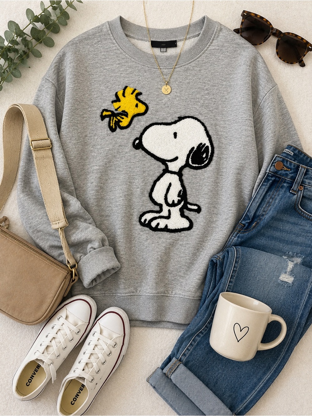 Peanuts Snoopy Woodstock Graphic Sweatshirt Small